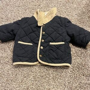 Y2K Gymboree (6-12M) Infant Baby Quilted Jacket Cotton Brown Snaps Lined Collar